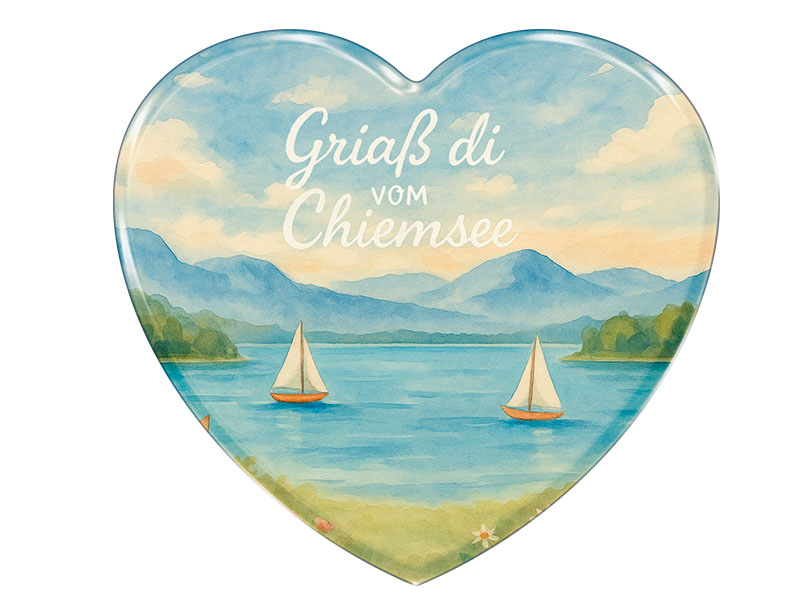 Souvenir Foto Magnet Herz Chiemsee 6,5x6cm