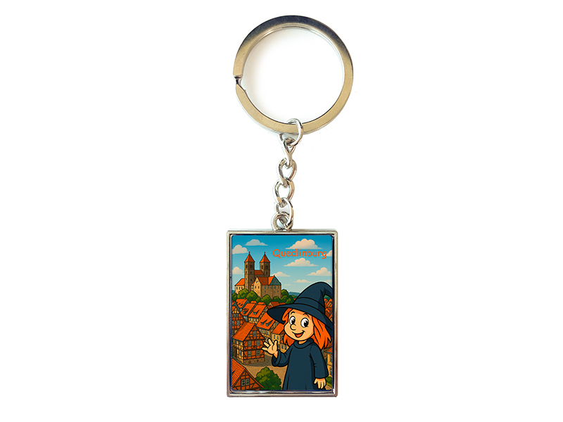 Souvenir Schlüsselanhänger rechteckig aus Metall Quedlinburg 3x10cm Souvenir Schlüsselanhänger rechteckig aus Metall Quedlinburg 3x10cm