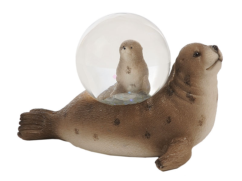 17324 Poly Seehund mit Seehund Glitzerkugel