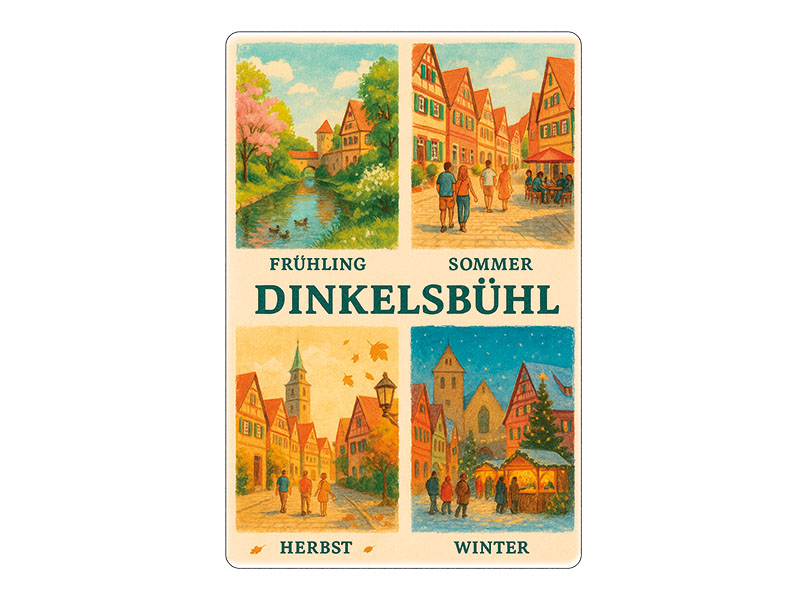 Souvenir Foto Magnet Steingut Dinkelsbühl 6x4,5cm
