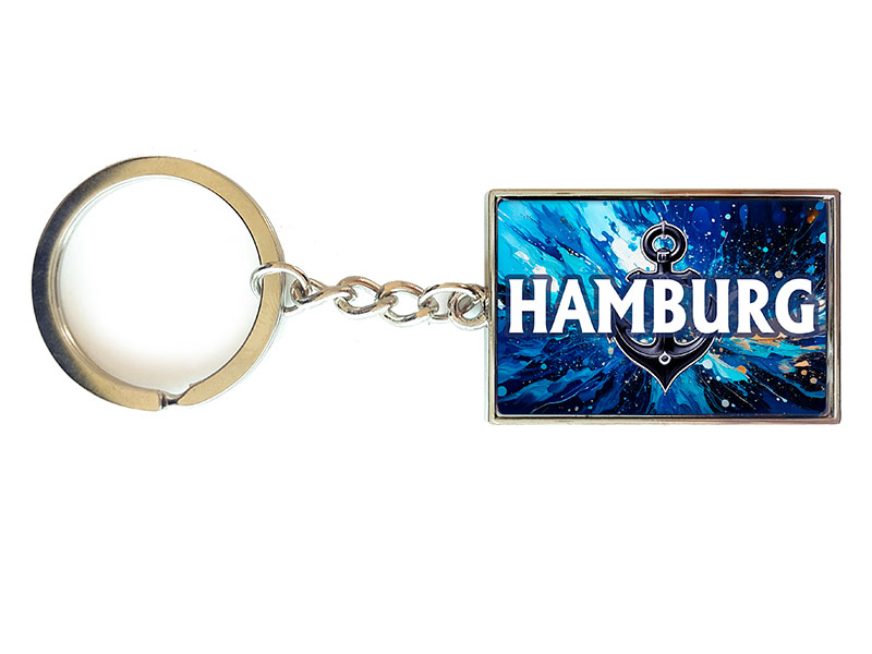 Souvenir Schlüsselanhänger rechteckig aus Metall Hamburg 3x10cm Souvenir Schlüsselanhänger rechteckig aus Metall Hamburg 3x10cm