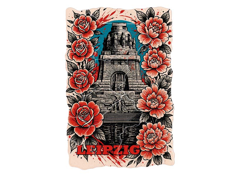 Souvenir Foto Kunststoff Magnet Leipzig 8x5cm