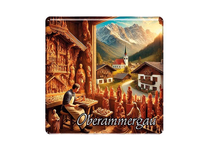 Souvenir Photo magnet Oberammergau 3,5x3,5cm