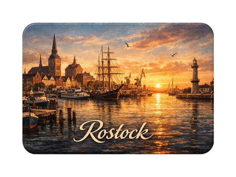 Souvenir Foto Magnet Rostock aus Kunststoff 8x5cm