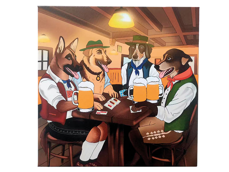 Leinwand Hunde beim Kartenspiel 40x40cm   