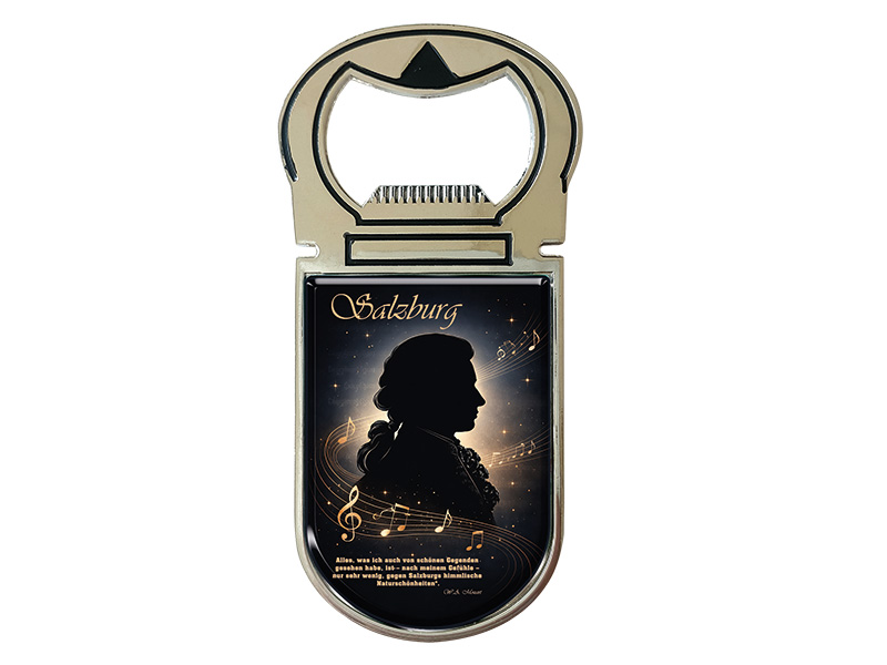 Souvenir Kapselheber Magnet Salzburg aus Metall 4x9cm