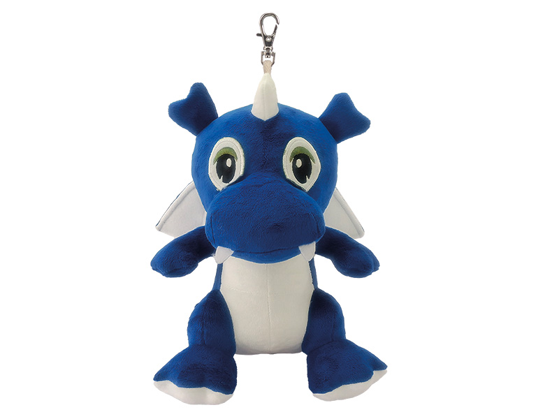 Plush dragon blue 10x11x13cm, with keychain