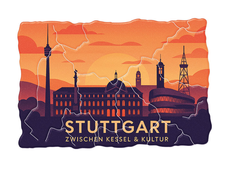 Souvenir Foto Kunststoff Magnet Stuttgart 8x5cm