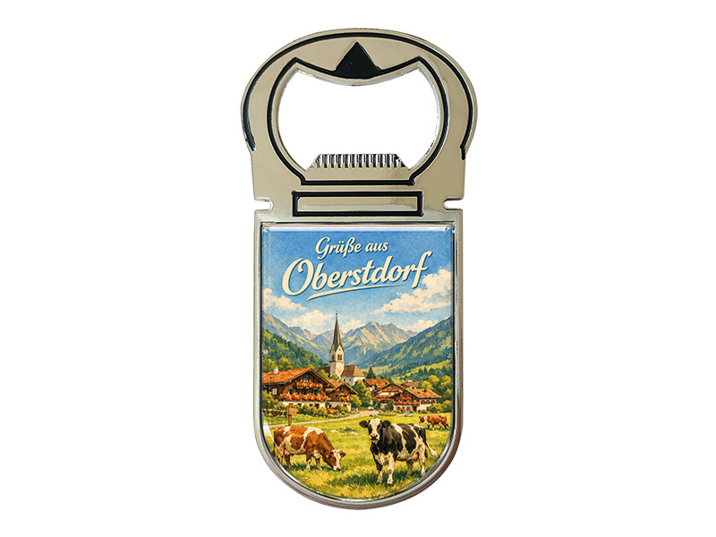 Souvenir Foto Magnet Kapselheber Oberstdorf aus Metall 4x9cm