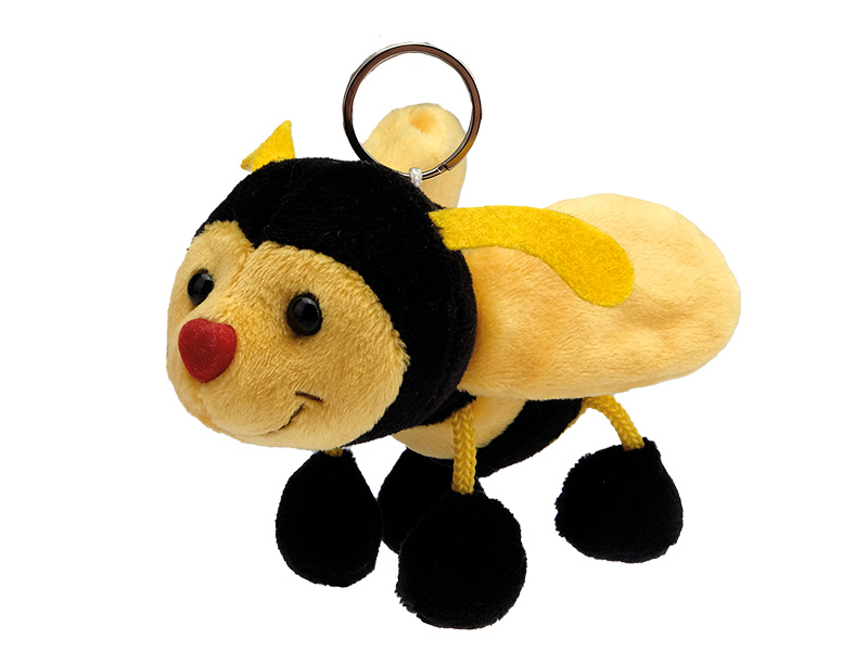 Plush bee 13x6x7cm, with keychain