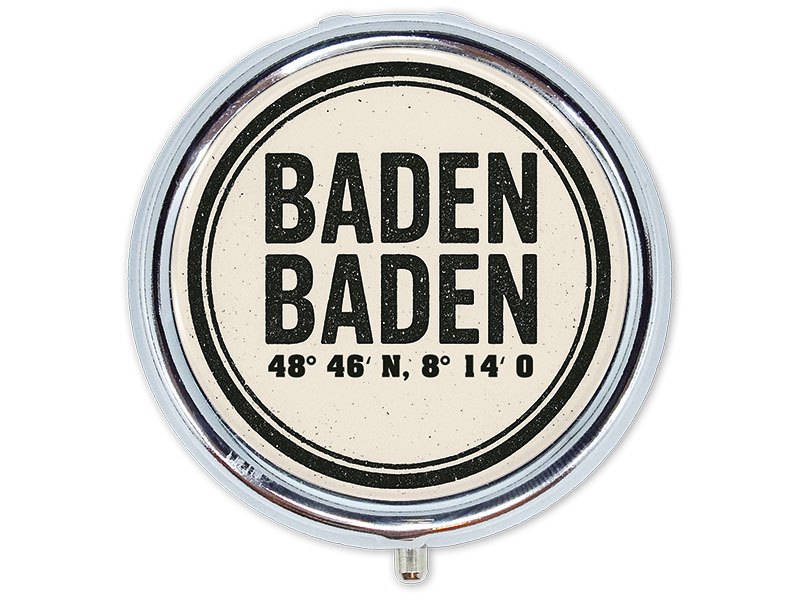 Souvenir Pillendose Baden-Baden aus Metall Ø5cm