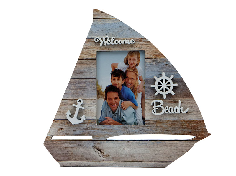 18095-0 Holz Bilderrahmen Segelboot