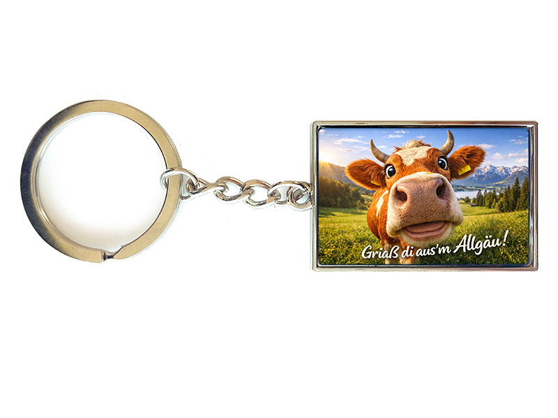 Souvenir Schlüsselanhänger Allgäu aus Metall 10x3cm