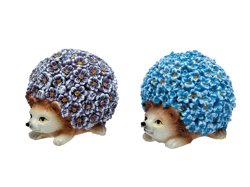 Poly hedgehog with flowers 7x5,5x5cm