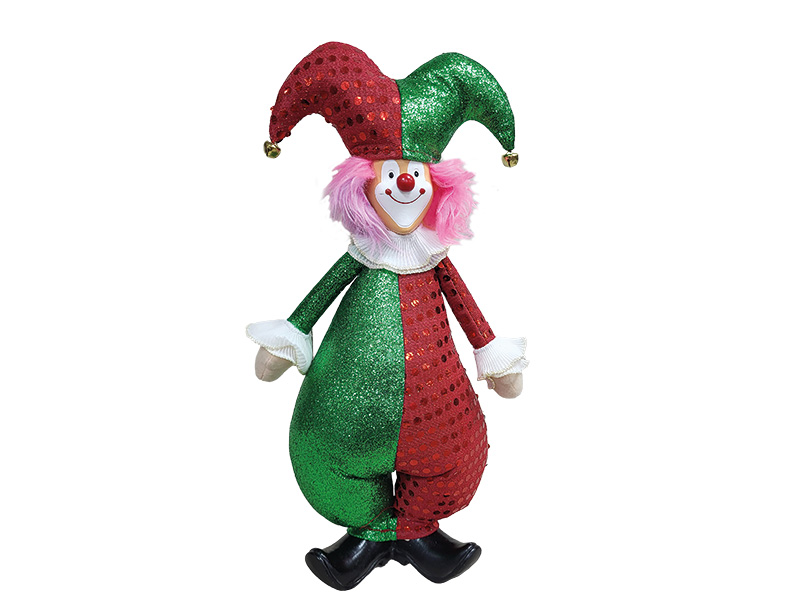 Clown aus Poly mit Glitzeranzug, 16x9x40cm    Clown aus Poly mit Glitzeranzug, 16x9x40cm