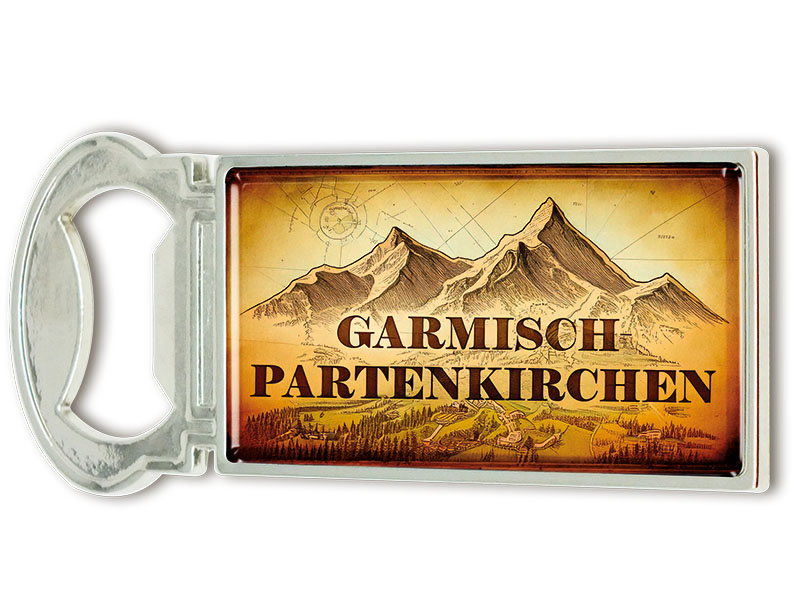 Souvenir Magnet Kapselheber aus Metall Garmisch 3x9cm Souvenir Magnet Kapselheber aus Metall Garmisch 3x9cm