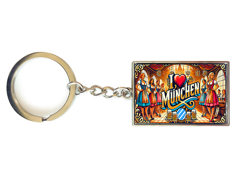 Souvenir Schlüsselanhänger rechteckig aus Metall München 3x10cm Souvenir Schlüsselanhänger rechteckig aus Metall München 3x10cm