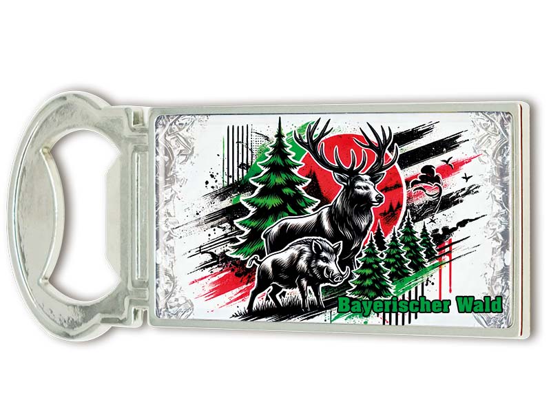Souvenir Magnet Kapselheber aus Metall BayerischerWald 3x9cm