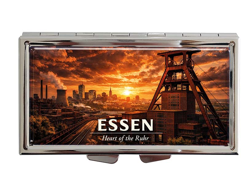 Souvenir Pillendose Essen aus Metall 8,5x4,5cm