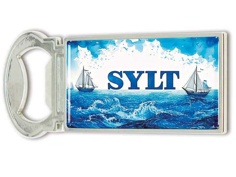 Souvenir Magnet Kapselheber aus Metall Sylt 3x9cm Souvenir Magnet Kapselheber aus Metall Sylt 3x9cm