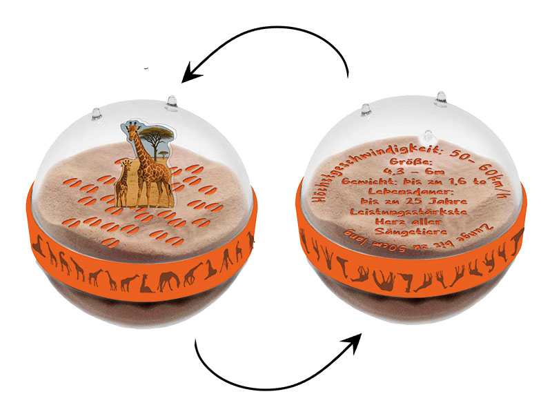 Magic sand globe giraffe Ø7,5cm