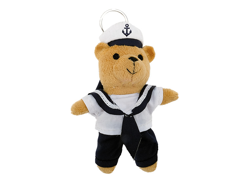 Bär Matrose aus Plüsch mit Schlüsselanhänger, 9x3x13cm    Bär Matrose aus Plüsch mit Schlüsselanhänger, 9x3x13cm