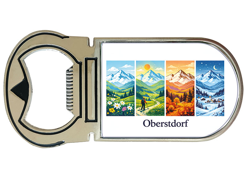 Souvenir Magnet Kapselheber aus Metall Oberstdorf 4x9cm