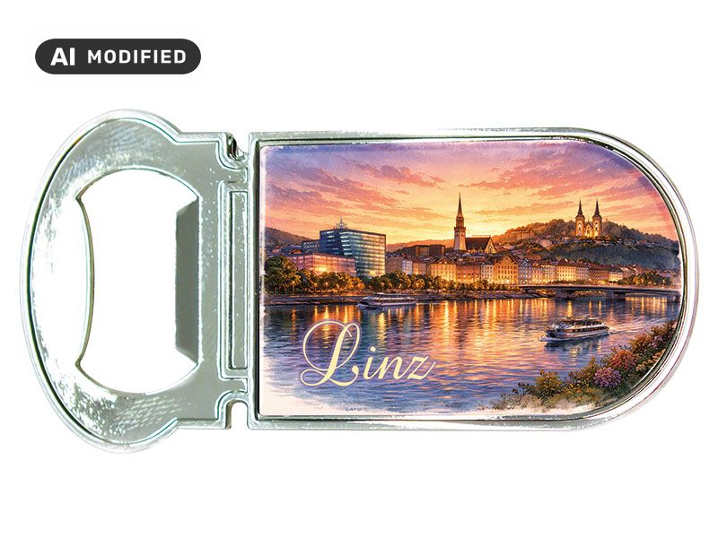 Souvenir Kapselheber Magnet Linz aus Metall 3x7cm