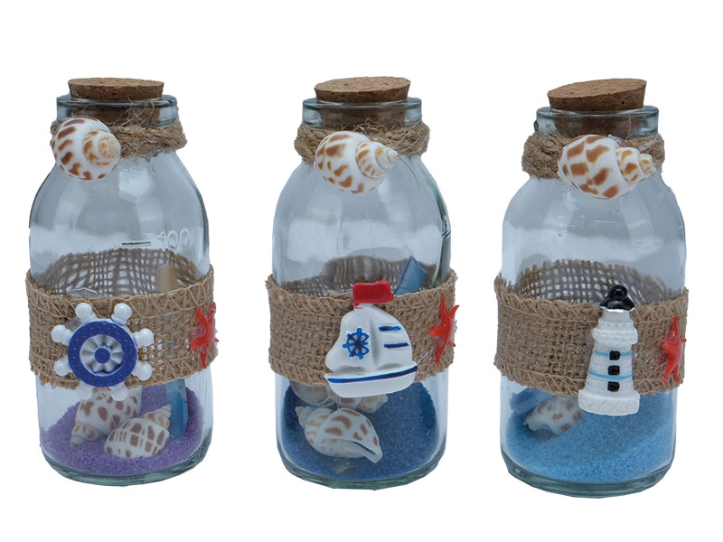 Flaschenpost aus Glas, Ø6x11cm    Flaschenpost aus Glas, Ø6x11cm