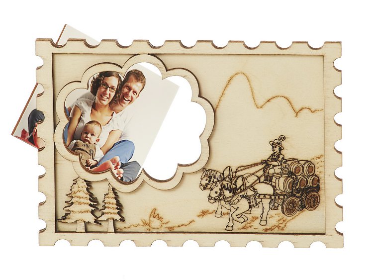 15540-0 Holz Magnet Brauereikutsche m. Fotorahmen