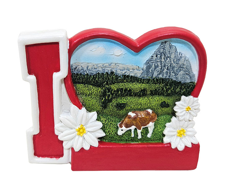 Magnet I love Bergwelt  aus Poly 7x1,5x6cm   