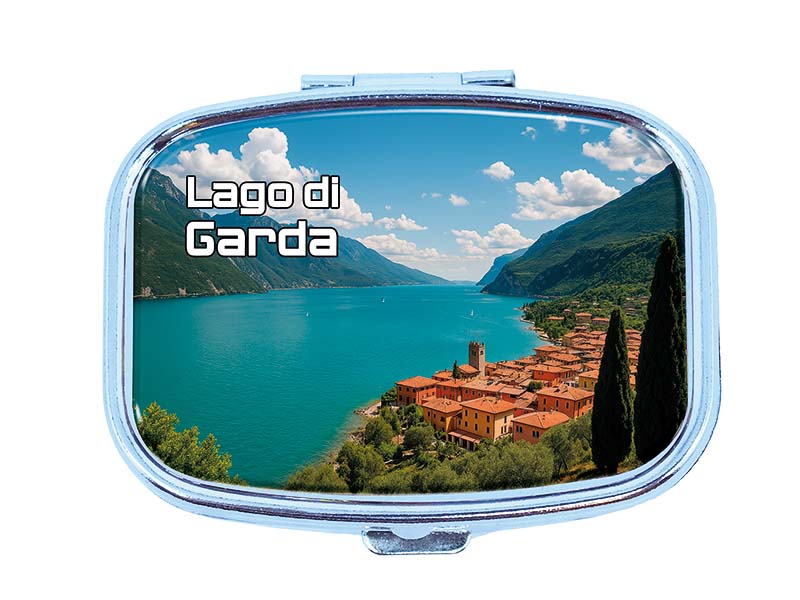 Souvenir Pillendose rechteckig aus Metall Gardasee 6x4,5cm Souvenir Pillendose rechteckig aus Metall Gardasee 6x4,5cm