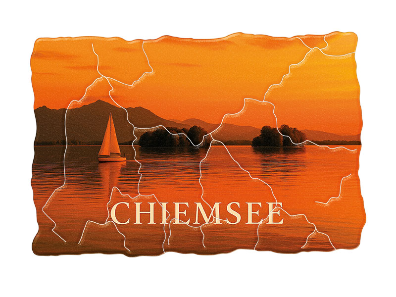 Souvenir Foto Kunststoff Magnet Chiemsee 8x5cm