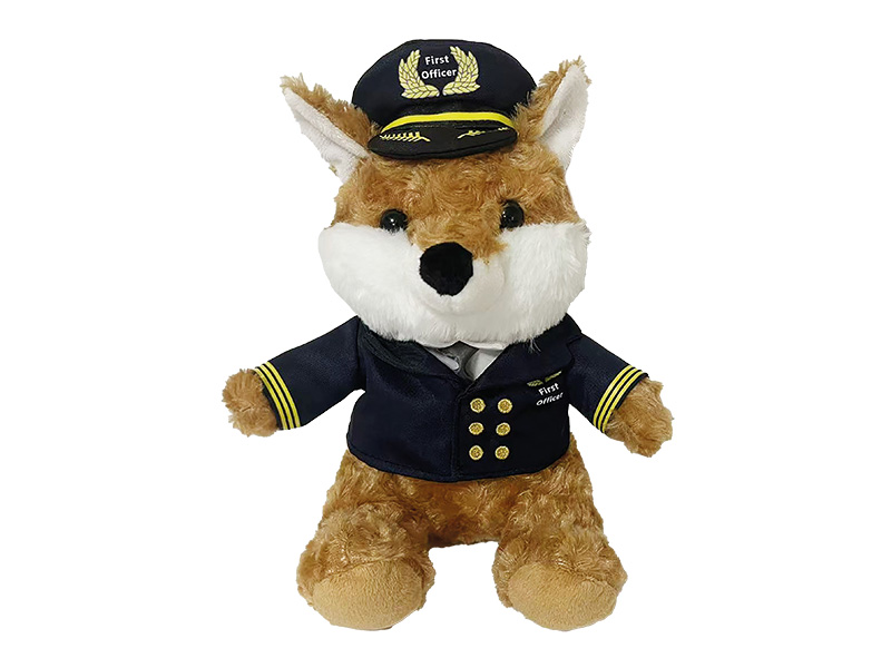Plush pilot fox First Officer 19x15x23cm