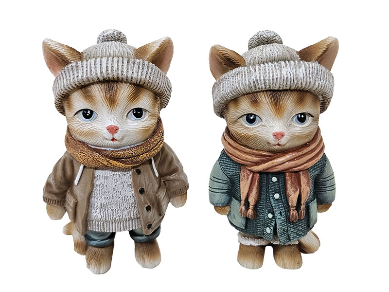 Katze mit Winterkleidung aus Poly 5,5x4,5x10cm   