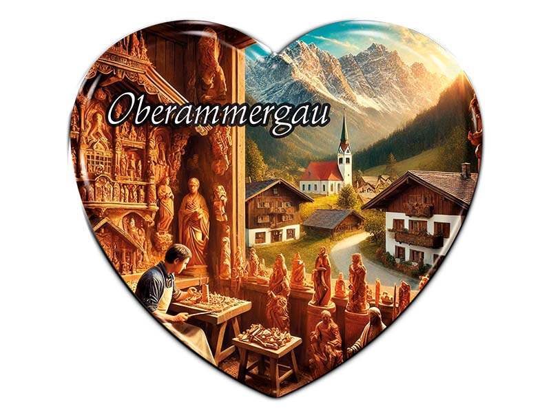 Souvenir Photo magnet heart Oberammergau 6,5x6cm