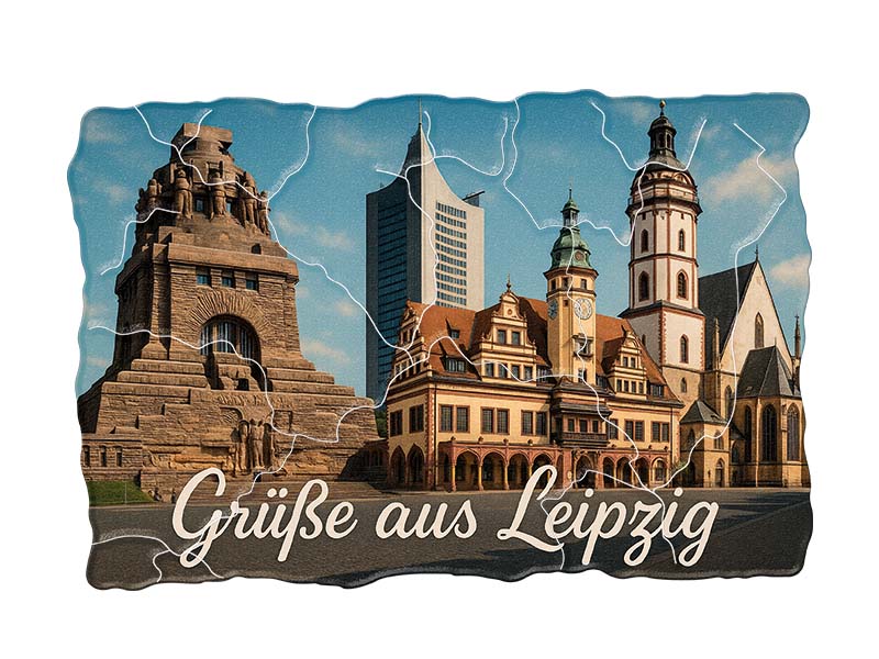 Souvenir Foto Kunststoff Magnet Leipzig 8x5cm