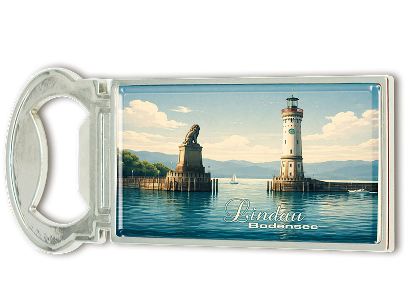 Souvenir Kapselheber Magnet Lindau aus Metall 3x9cm
