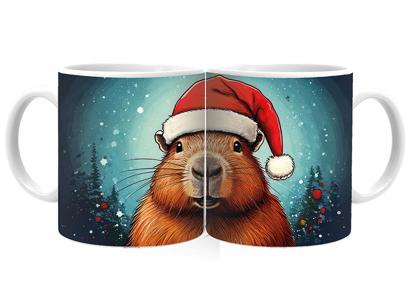 Foto Tasse Weihnachtscabybara aus Keramik Ø8x9,5cm