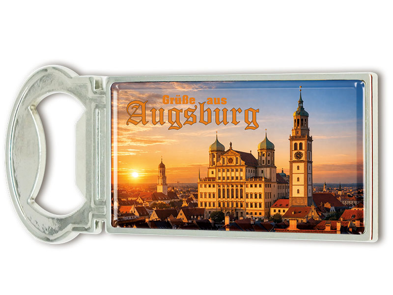 Souvenir Kapselheber Magnet Augsburg aus Metall 3x9cm