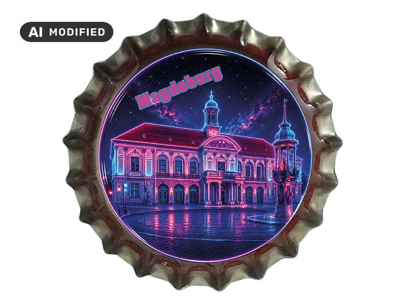 Souvenir Kronkorken Magnet Magdeburg Ø3cm