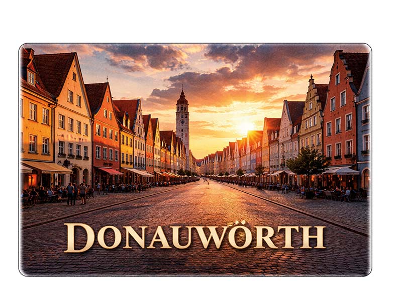Souvenir Foto Magnet Donauwörth aus Steingut 6x4,5cm