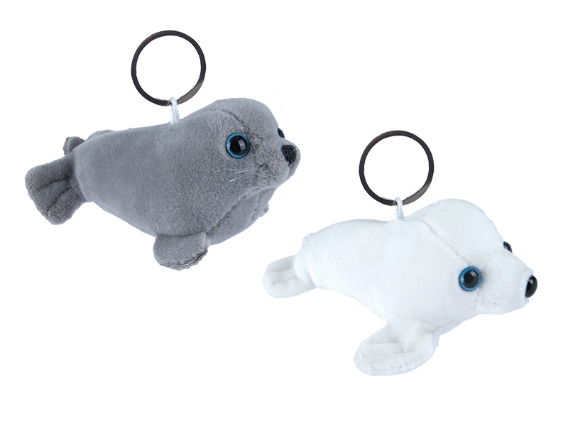Robbe aus Plüsch  mit Schlüsselanhänger, 12x9x5cm    Robbe aus Plüsch  mit Schlüsselanhänger, 12x9x5cm