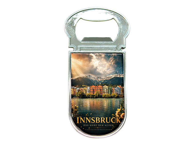 Souvenir Kapselheber Magnet Innsbruck aus Metall 3x7cm