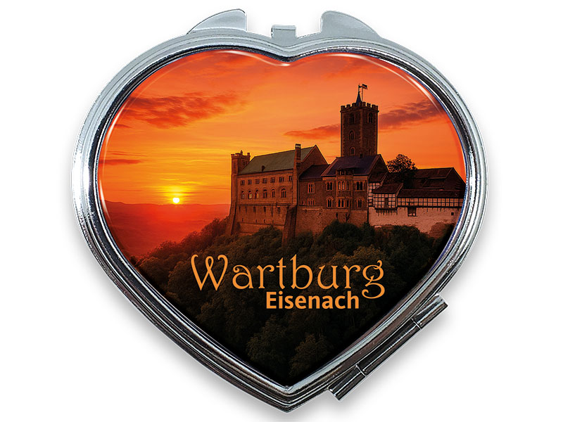 Souvenir Taschenspiegel Herz Eisenach aus Metall 6,5cm
