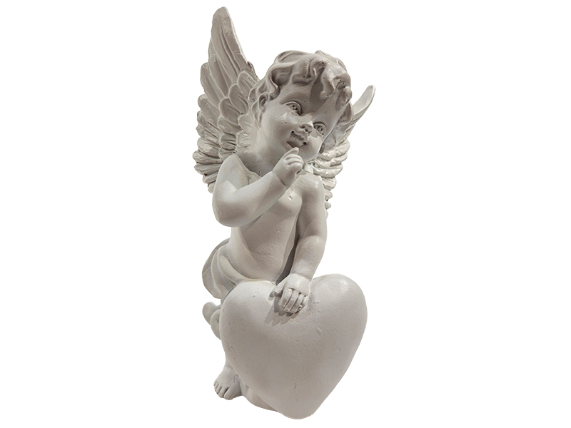 Engel mit Herz aus Poly 8x7x15,5cm   