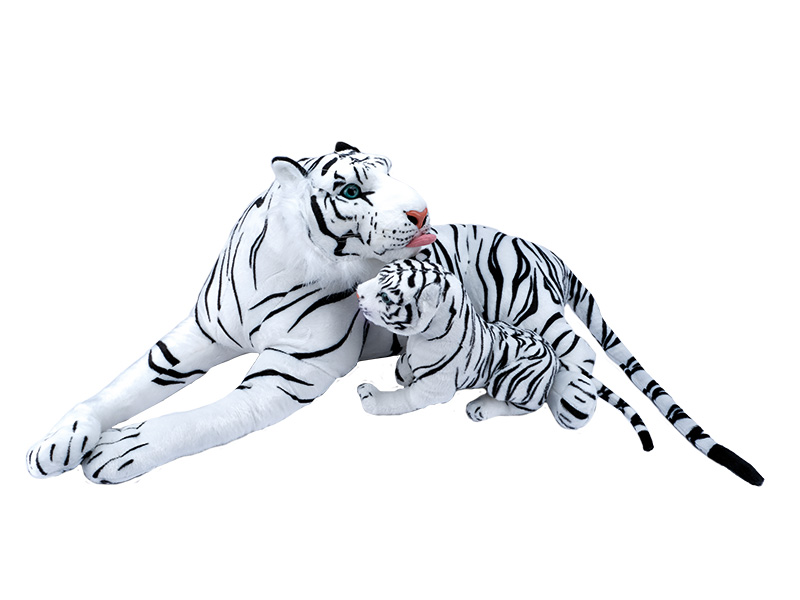 Weißer Tiger aus Plüsch, 90x40x40cm    Weißer Tiger aus Plüsch, 90x40x40cm