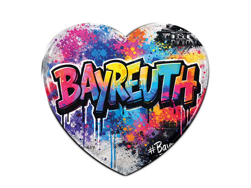 Souvenir Foto Magnet Herz Bayreuth 4x4cm