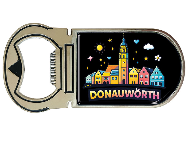 Souvenir Kapselheber Magnet Donauwörth aus Metall 4x9cm