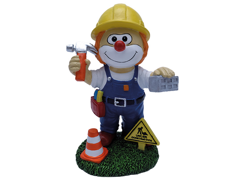 Clown Bauarbeiter aus Poly 14x10x23cm